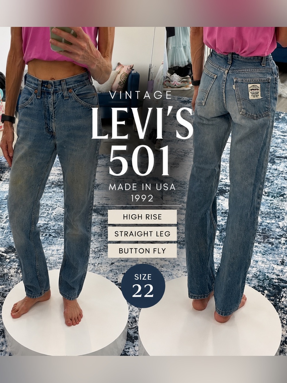 Vintage 1992 Levi’s 501 Made in USA High Rise Straight Leg Jeans